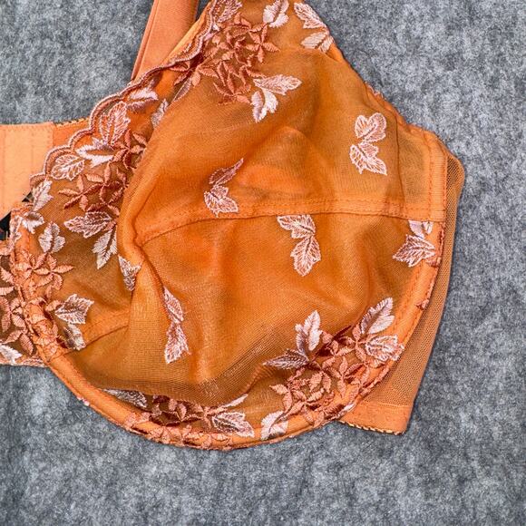 donna l'oren Women's 42DD Orange Tan Embroidered Lace Underwire‎ Bra - Picture 5 of 6